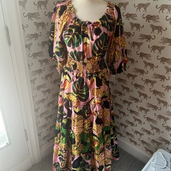 farm rio pink and orange dress Farm Rio orange and pink cut out mini dress, Size small